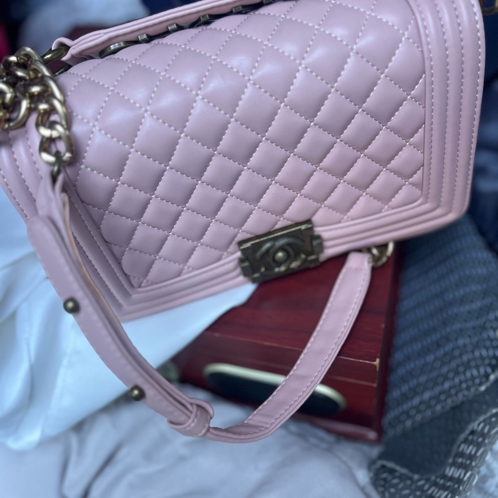 Chanel Light Pink and Gold Chain Bag